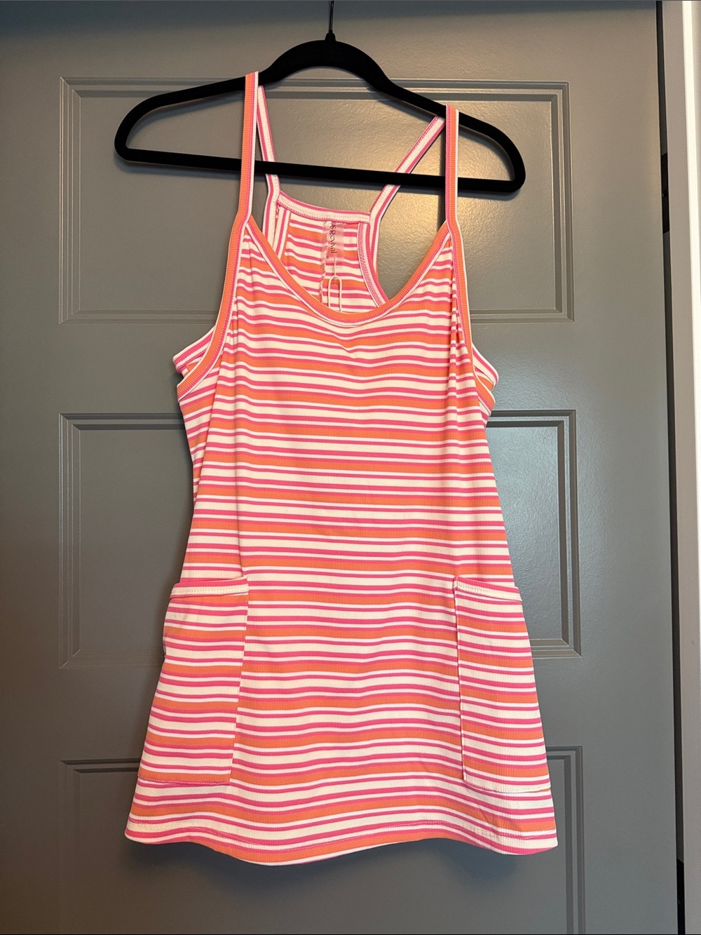 Altar'd State Pink & White Striped Spaghetti-Strap Mini Dress NWT